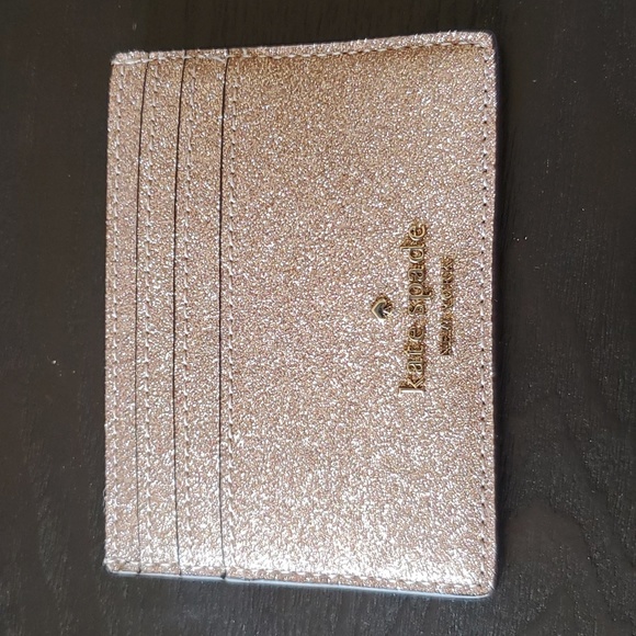 kate spade Handbags - Kate Spade Tinsel Boxed Small Card Holder Rose Gold